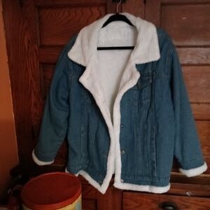 Plus Size 2x 3x 48" Bust New Med Wash White Faux Shearling Interior